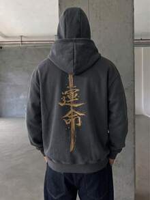 YUNCHIC - Men's Hooded Zip-Up Sweatshirt With Face Mask, Creative Samurai Sword Pattern, Protective Balaclava Design, Autumn/Winter Outdoor Cycling Running Sports Jacket With Side Pockets For Comfort - Dark Grey - View 1