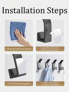1/2/4/6pcs Matte Black Towel Hooks For Bathrooms, Heavy Duty Wall Mounted Robe Coat Hook Waterproof Rustproof Double Hooks For Hanging Towels Robes Loofah Bags, Home Storage Organizer, Bathroom Accessories - Multicolor - View 4