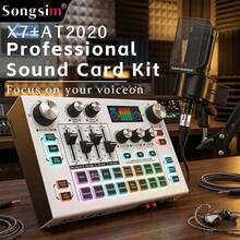 Set Kartu Suara Songsim-X7 Full Metal & Mikrofon Kondensor AT2020, Mendukung Transmisi OTG Tanpa Rugi, Penyesuaian EQ, Kontrol Trek, Penyesuaian Reverb, Pengiring Bluetooth, Kartu Suara Digital Multifungsi, Mikrofon Pengambilan Vokal Fidelitas Tinggi, Perekaman dan Output Audio Berkualitas Tinggi/Cocok untuk Komputer/Ponsel, Ideal untuk Streaming Langsung, Perekaman, Bermain Game, Bernyanyi, Instrumen, Studio - MultiWarna - View 1