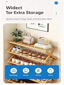 1 Set Lightweight Luxury Shoe Rack, Space-Saving X-Shaped Shoe Rack, Used For Storing Shoes, Durable Shoe Rack, Requires Assembly, Multi-Layer Flower Stand, Indoor/Outdoor Use | Vintage Newspaper Rack | Storage Shelf | Balcony/Living Room Shoe Rack | Home Storage Solution, Storage Organizer - Apricot - View 5