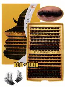 200 عنقود 16 صف رموش صناعية فردية 80D 100D 8-16 مم كثيفة D Curl لتمديد الرموش DIY بالمنزل - D - مشاهدة 6