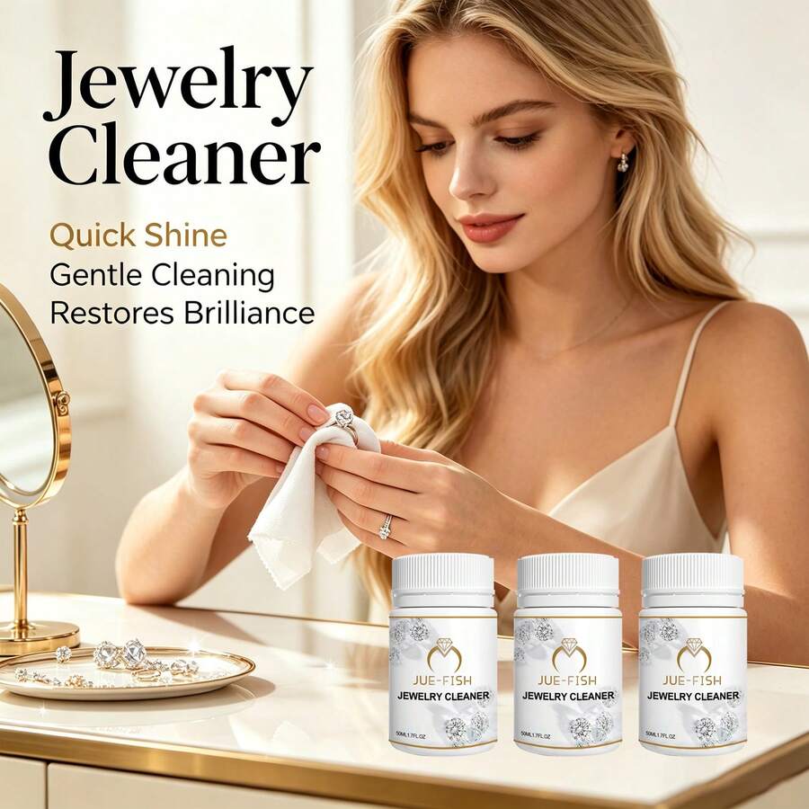 JUE FISH 3pcs Jewelry Cleaner, Metal Cleaning Solution For Jewelry, Diamond Necklace Rust And Dust Removal And Care Solution, Daily Cleaning And Care. - White - View 1
