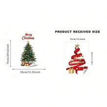 1/2pcs Christmas Tree Static Window Stickers, Christmas Ribbon Tree Gift Box Snowflake Window Film Decals, Reusable Christmas Home Decor, Holiday Winter Glass Decoration, Suitable For Living Room And Store Window Display - Multicolor - View 14