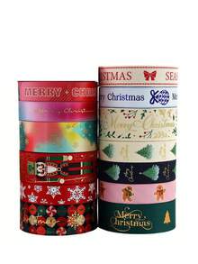 1/5Pcs Christmas Ribbon Satin Ribbon Set, Suitable For Gift Wrapping, DIY Crafts, Christmas Tree Decoration, Bouquet, Holiday, Birthday Party Decoration - View 4
