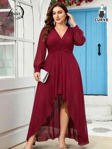 Plus Size Dresses - Burgundy - View 7