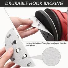 42pcs 5 Inch 8-Hole Car Scratch Repair Polishing Set, 40pcs 600-5000 Grit Hook & Loop Wet/Dry Sanding Discs, 1 Backing Pad + 1 Foam Interface Pad, Dust-Free & Anti-Clogging, Suitable For Car Paint, Glass, Metal, Resin, Wood Polishing - Black - View 3