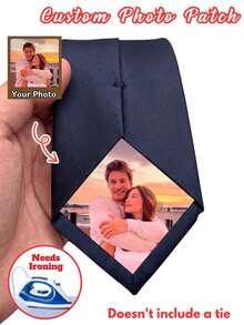 Personalized Photo Tie Patch, Customized Commemorative Tie Sticker, Wedding Tie Decoration, Gift For Dad, Grandpa, Groom's Father, Valentine's Day - DTF Transfer - View 12