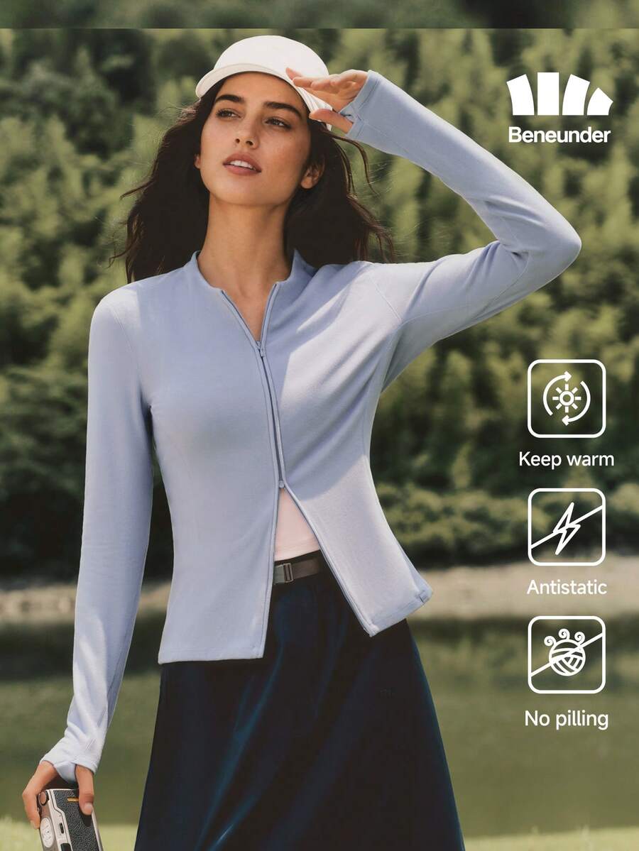 Beneunder Women's Fleece Base Layer Dual-Zip PM007 - Cloud Blue - View 1