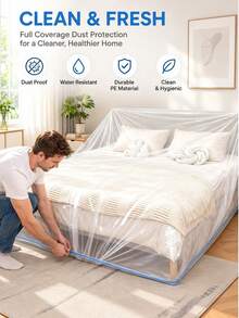 Penutup Debu Sofa, Pelindung Sofa Anti Debu Plastik untuk Pindahan dan Penyimpanan, Penutup Pelindung untuk Renovasi Rumah (Misalnya, Pengecatan Dinding), Cocok untuk Sofa, Tempat Tidur, dll., Juga untuk Penggunaan di Ruang Bawah Tanah atau Garasi; Termasuk Penutup Debu Sapu Sekali Pakai - MultiWarna - View 1
