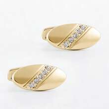New Electroplated Gold Polished Metal Cufflinks, French Shirt Cufflinks - Gold - View 2