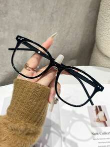 A Pair Of Men's Classic Vintage Steampunk Square Metal Frame Casual Glasses, Decorated With Spring-Shaped Temples, Essential Item For Parties, Festivals And Gatherings - Black - View 1