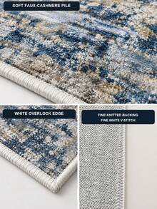 1PC Modern Abstract Blue Gray Area Rug, Large Soft Carpet For Living Room, Bedroom & Home Decor - Multicolor - View 2