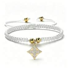 1Pc Sparkling Rhinestone Four Pointed Star Charm Bracelet Adjustable Handmade Woven Rope Bangle Fashion Wristband Jewelry Gift For Women - Four-pointed Star - View 16