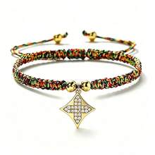 1Pc Sparkling Rhinestone Four Pointed Star Charm Bracelet Adjustable Handmade Woven Rope Bangle Fashion Wristband Jewelry Gift For Women - Four-pointed Star - View 20