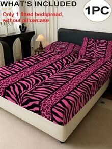 1PC Y&K Geometric Print Fitted Sheet (Fitted Sheet Only, No Pillowcase), Leopard And Zebra Pattern Snug Fit Fitted Sheet, Soft Bedroom Bedding, Suitable For Bedroom, Guest Room, School Dormitory Bedding, Easy To Remove And Machine Washable All Season Mattress Protector - Multicolor - View 1