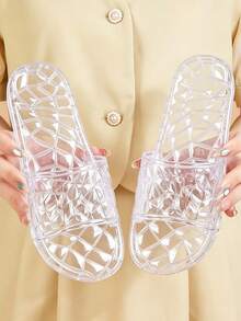 INS Style Crystal Versatile Fashion Slippers, Wear-Resistant Sole, Comfortable Lightweight Long-Wear Without Foot Fatigue, Easy To Clean - White - View 2