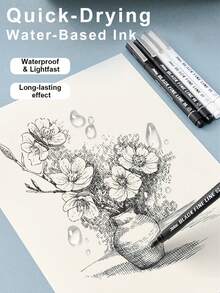 10pcs Hand-Drawn Technical Pens With 10 Different Nib Sizes, Black Waterproof Quick-Dry Fineliner Pens, Smooth Ink Flow Fade-Resistant Drawing Pens For Artists, Manga, Illustration, Engineering Sketches And Bullet Journals - Pencil - View 5