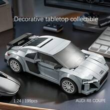CaDA Audi R8 Coupe Silver Sports Car - 199 Piece Brick Model Kit C55027W Decorative Tabletop Collectible A Gift For A Friend - White - View 5