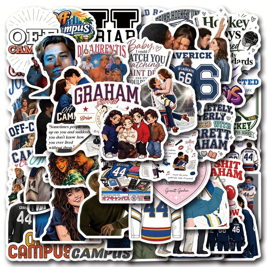 61PCS Off Campus Stickers Aesthetic Vinyl Stickers High Quality Stickers Decals Scrapbook,Journaling,Laptop,Bumper,Skateboard,Water Bottles,Computer,Phone Stickers Can Bring A Lot Of Fun To Your Life,The Perfect Gift For Adults - Off Campus - View 1