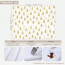 1pc Christmas Minimalist Gold Christmas Tree Pattern Tablecloth, Stain-Resistant Dining Table Decor Cloth, Suitable For Kitchen, Dining Table, Coffee Table, TV Cabinet, Entryway, Party Holiday Decoration, Home Decor, Christmas Gathering - Multicolor - View 9