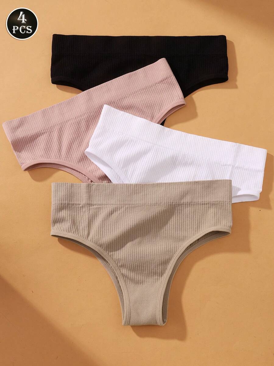 VKME 女款極簡無縫低腰內褲 4件/包 - 彩色 - 查看 1