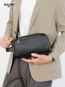saroxi Tas Clutch Pria Kapasitas Besar, Tas Tangan, Tas Pergelangan Tangan, Tas Selempang, Tas Perjalanan Ringan Portabel, Cocok untuk Kerja, Perjalanan, Komuter, Sekolah Menengah, Gaya Sederhana PVC, Mode Kasual, Hitam, Hadiah untuk Suami, Hadiah untuk Pacar, Hadiah untuk Pria - Hitam - View 5