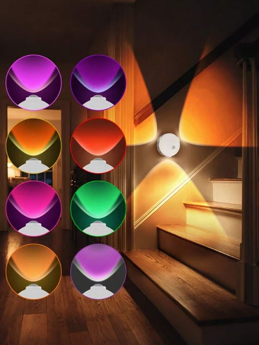 Multi-Color RGB Magnetic Wall Light, USB Rechargeable Motion Sensor LED Night Light, Multi-Light Synchronized Color Changing, Magnetic No-Drill Installation, Stairway Hallway Bedroom Ambient Decorative Lighting - One Size - View 1