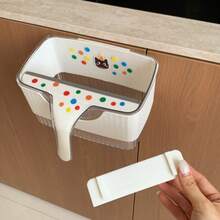 1pc Wall-Mounted Kitchen Trash Can With Scraper, Cute Cartoon Cabinet Door Hanging Garbage Bin, Space-Saving Household Cleaning Tool For Kitchen Table Countertop, Easy To Install, Novelty Kitchen Accessory For Home, Christmas Halloween Gift - Multi-color - View 6