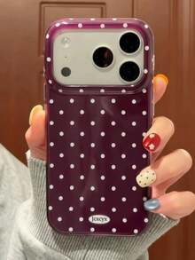 Cute Cherry Red Polka Dot Pattern Glossy Jelly Phone Case, Compatible With IPhone 18 Pro Max 17 Pro Max 16 Pro Max 17 16 15 14 13 12 Pro Max 11, Soft Edge Shockproof Back Cover - Cherry Red - View 2