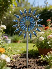 Multi-Color Acrylic Outdoor Decorative 2D Windmill Garden Stake, Creative Yard Decor, Non-Electric, Housewarming Gift - A - View 6