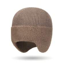 1pc Casual Winter Men's Knitted Hat, Warm Windproof Earflap Beanie, Unisex - A - View 8