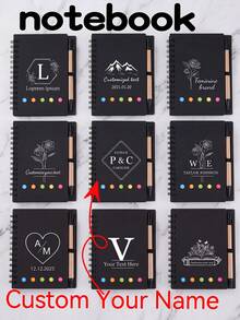 【客製化套組】個性化日記本＋筆套組，筆記本與筆套組，新工作或教師禮物，辦公用品，文具禮品，旅行日記，工作筆記本，小筆記本，書籍日記，寫作日記，空白筆記本，日記本，點陣筆記本，男士日記，小素描本，紙質筆記本，口袋筆記本 - 多色牛皮紙+筆-套裝 - 查看 4