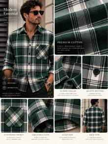 100% Cotton Linen, Breathable, Lightweight, Button-Down Collar, Men's Linen Shirt - Green - View 4