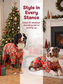1 PC Piyama Anjing Natal - Romper Hewan Peliharaan Lembut Hangat dan Elastis Tinggi dengan Cakupan Penuh, Jumpsuit Pelindung Anti Jilat & Serangga untuk Anjing Kecil Sedang Besar, Baju Anjing Motif Cetak Seluruh Tubuh Natal - Pola Kotak-kotak Natal Kartun Lucu Berwarna-warni - MultiWarna - View 3