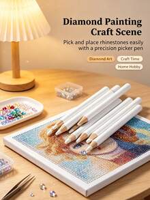 1/2/4 buah Pensil Lilin Rhinestone, Set Pena Pengambil Rhinestone, Alat Pengambil Batu Permata Kristal, Pena Pengambil Dekorasi Seni Kuku DIY (Putih) - A - View 5