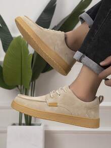 Men's Low-Top Loafers, Lace-Up Style, All-Season Outdoor Walking Casual Shoes - Khaki - View 5