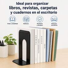 Black Iron Bookends With T-Shape Structure And Non-Slip Pads For Books Magazines And Binders - A - View 2