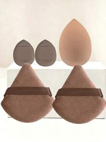 3PCS Makeup Sponges + 2PCS Makeup Powder Puffs Loose Powder Puff Pressed Powder Puff Setting Sponge Makeup Tools Makeup Supplies Soft Powder Puff Dry And Wet Dual-Use Powder Puff Cushion Multi-Functional Makeup Tool Suitable For Liquid Foundation Foundation And Concealer Suitable For All Skin Types Beauty Skincare Products - Multicolor - View 2