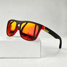 1 Pair Classic Square Frame Glasses, Unisex, Multi-Color Coated Lenses, Outdoor Beach Driving Casual Accessory - Multicolor - View 12