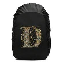 Penutup Hujan Ransel Motif Cetak Huruf Gulir Bunga Dekoratif Vintage, Pelindung Ransel Tali Serut Tahan Air dan Anti Debu, Perlengkapan Outdoor Tahan Lama untuk Mendaki, Berkemah dan Perjalanan - Hitam - View 42