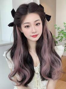 1pc Women Green Highlighted Hair Extension Piece, Invisible Realistic Long Airy Hair Extensions, Invisible Realistic Long...Hair Strands, Trimmable Length - Green - View 9