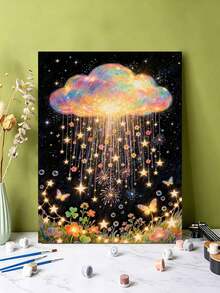 DIY Rainbow Cloud Stars Flowers (Frameless Or Framed 8x12 / 16x20 Inches) Paint By Numbers Kit(Acrylic) Arts & Crafts For Adult Beginners, Home Wall Decor, And Holiday Gifts - Sets - View 1
