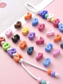 50pcs Acrylic Digit Mixed Color DIY Beads Jewelry Making Bracelet Necklace Handcrafts Accessories - Multicolor - View 6