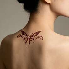 3 Sheets Matte Waterless Temporary Tattoo Stickers, Long Lasting Henna Style Brown Butterfly Fake Tattoos, Body Art Stickers For Chest Shoulder Party Festival - Brown - View 5