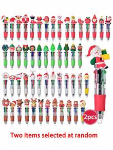 1Pc/2pcs/8pcs/12pcs/24pcs /Christmas Mini Multicolor Pen Set, Festive Four-In-One Cute Click Ballpoint Pens, Suitable For Colleague Christmas Party Gifts And Office Giveaways - Christmas 4-color Ballpoint Pen - View 14