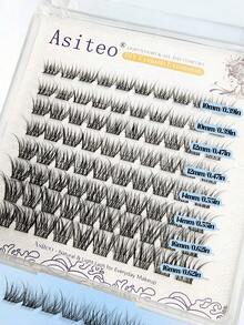 Asiteo 80pcs Natural Thin Dense Eyelash Clusters, Cat Eye Style, 10-16mm Pre-Arranged Natural Effect Eyelash Clusters, Single Cluster Angel Lashes, Suitable For Beginners - D - View 7