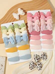 16pcs Bow BB Hair Clips Set, Macaron Pastel Color Non-Damaging Bangs & Loose Hair Clips, Little Girls Daily Hair Accessories - Mixed color - View 2