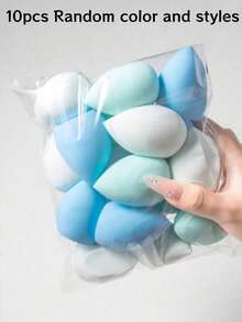 Bộ 10 miếng mút trang điểm dạng bông phấn hình quả bầu/hình giọt nước/cạnh vát, hình ngẫu nhiên, màu ngẫu nhiên, dụng cụ trang điểm phù hợp cho mọi loại da - Nhiều màu - Xem 4