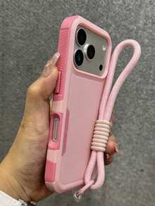 Luxury Armor 雙層防護手機殼，相容 iPhone 18 Pro Max、18 Pro、17、16、11、12、13、14、15 Pro Max Plus、16E、17Air，硬塑防震防撞後蓋保護殼 - 粉紅色+掛繩 - 查看 2
