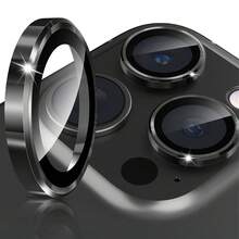 ZYONS 3pcs/Pack Original Case Compatible High Definition Camera Lens Protector Film, CD Line Pattern Metal Frame Lens Protector Film, Pattern, Compatible With Iphone 18 Pro Max/Duo/17 Pro Max/Air/17/16/15/14/13/12/11 - Black - View 5